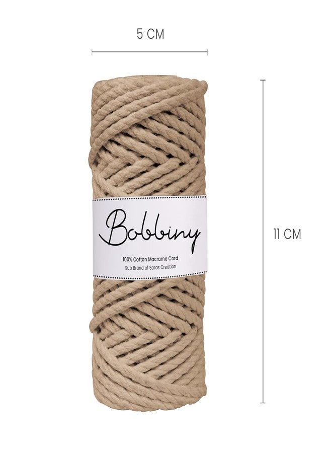 BOBBINY خيط قطني مكرمية ثلاثي الطبقات مجدول (لفافة) من بوبيني، مثالي لأعمال المكرمية اليدوية وغيرها من المشاريع | تشيكو | 3 مم، 20 متر - Image 2